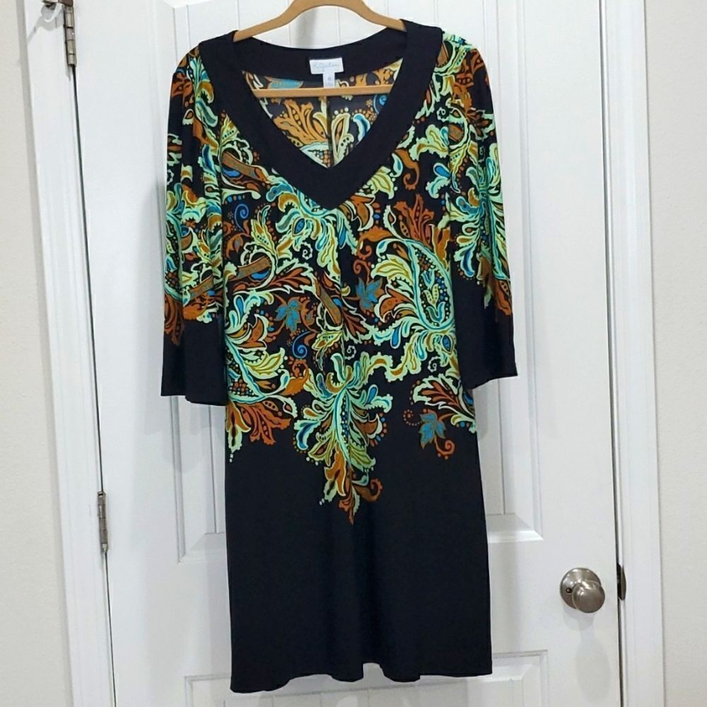K. JORDAN Women’s 3/4 Sleeve,  Black Dress, Size 14